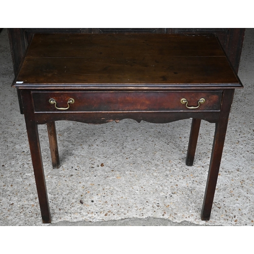 399 - A George III oak single-drawer side table, 81 x 45 x 73 cm h