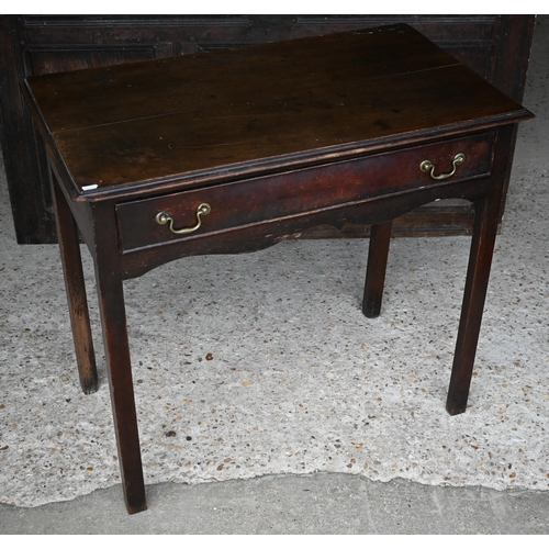 399 - A George III oak single-drawer side table, 81 x 45 x 73 cm h