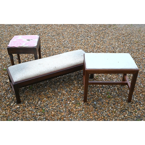 407 - A dressing table stool to/with a duet stool and another and a two tier occasional table (4)