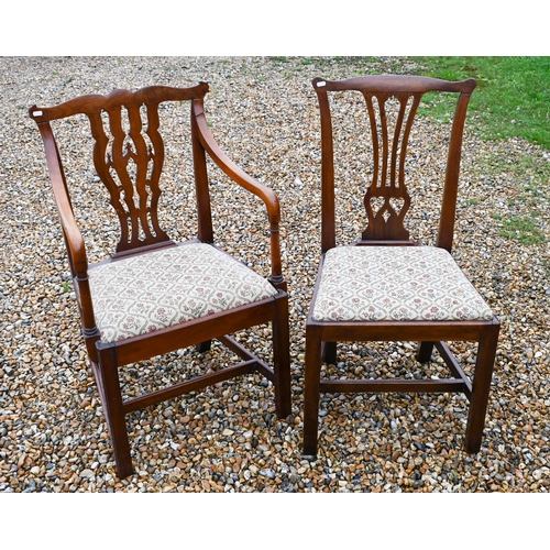 408 - A set of four mahogany ear back side chairs, to/w two differing covers (6)