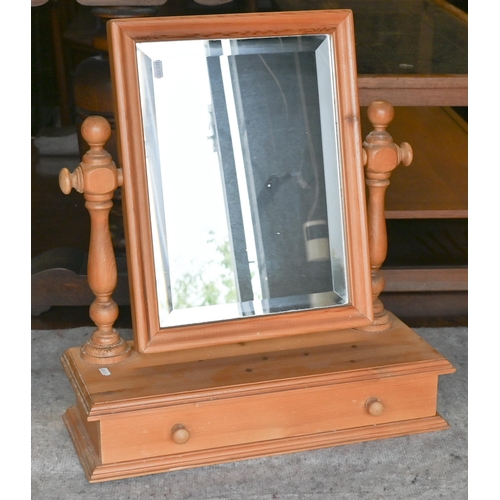 415 - An old stripped pine chest of two short over three long drawers on shaped bracket feet, to/w a dress... 