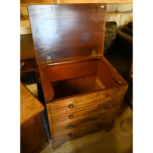 423 - Victorian mahogany commode with four dummy drawer fronts beneath a hinged top, 63 x 46 x 71 cm h, to... 