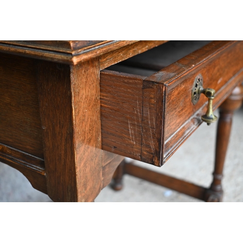 430 - An antique oak single drawer side table, 76 x 46 x 74 cm h