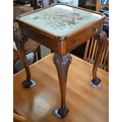 476 - A stained wood occasional table raised on cabriole legs and ball and claw feet, 50 cm x 50 cm x 68 c... 