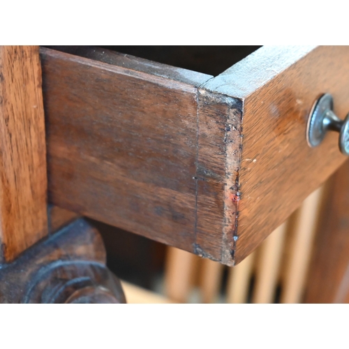 476 - A stained wood occasional table raised on cabriole legs and ball and claw feet, 50 cm x 50 cm x 68 c... 