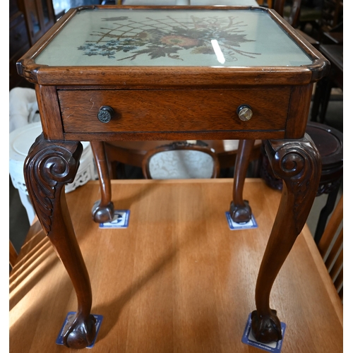 476 - A stained wood occasional table raised on cabriole legs and ball and claw feet, 50 cm x 50 cm x 68 c... 