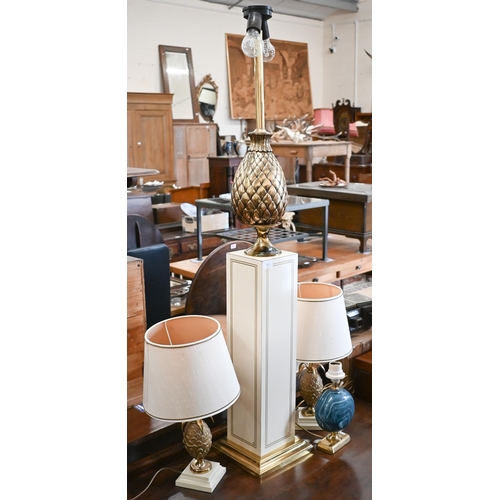 481 - Pair of pineapple table lamps and another on plinth to/w marble effect table lamp (4)