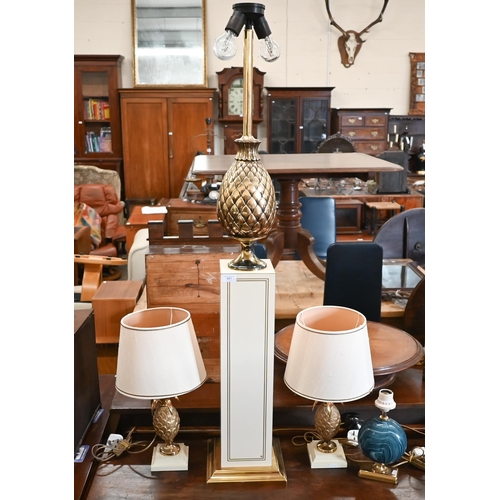 481 - Pair of pineapple table lamps and another on plinth to/w marble effect table lamp (4)