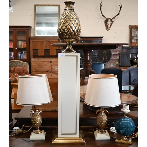 481 - Pair of pineapple table lamps and another on plinth to/w marble effect table lamp (4)