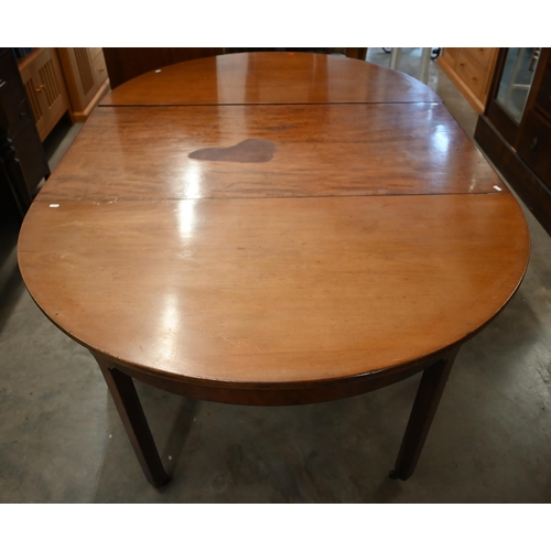 482 - A mahogany D-end dining table with two extra leaves, a/f, 183 cm long x 130 cm wide x 72 cm high