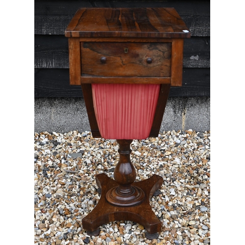 491 - #A Regency rosewood worktable with fitted drawer and sliding silk well, 48.5 cm long x 36 cm wide x ... 