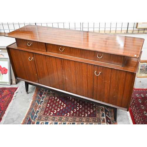 499 - E Gomme G-Plan teak sideboard with three recessed frieze drawers above folding cupboard doors, 149 c... 