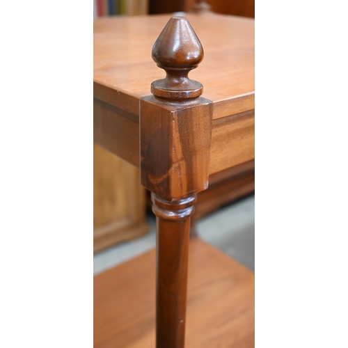 512 - Teak three-tier whatnot on turned pillars, 48 cm square