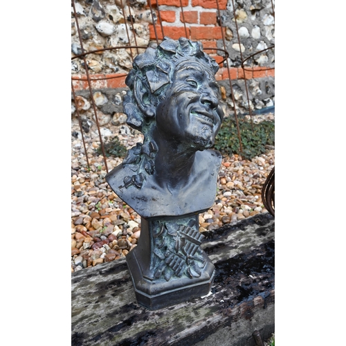 69 - A bronzed faun garden bust