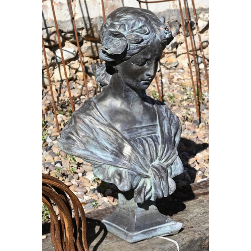 70 - A bronzed bust of a Pre-Raphaelite