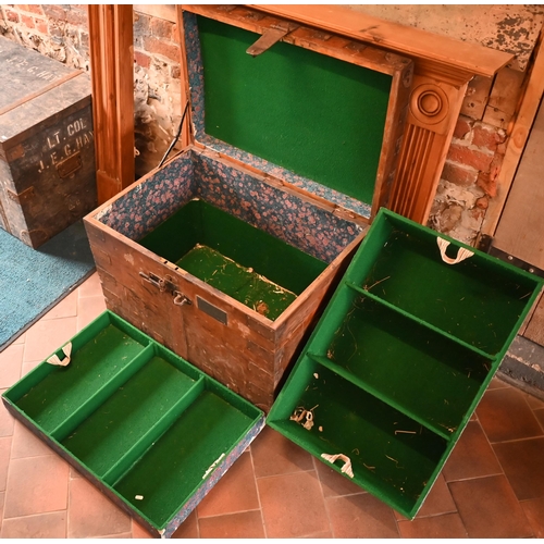 75 - An antique steel bound oak silver chest