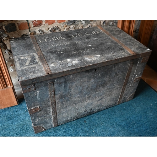 76 - A vintage zinc lined oak trunk