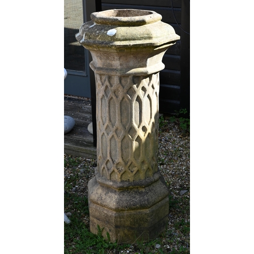 77 - A large antique gothic design chimney pot, 107 cm h