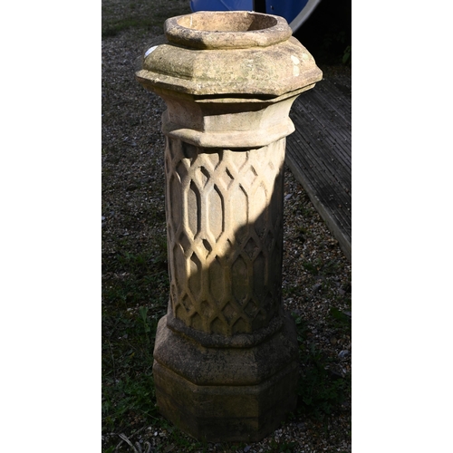 77 - A large antique gothic design chimney pot, 107 cm h