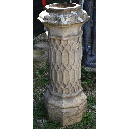 77 - A large antique gothic design chimney pot, 107 cm h