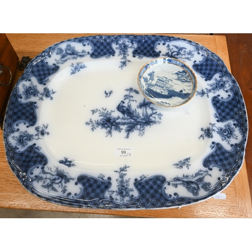 99 - #A 19th century Chinese blue and white saucer, painted with typical landscape, 12.5 cm to/w a Victor... 