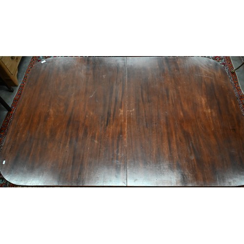 459 - An Edwardian mahogany D-end dining table with single leaf, 230 cm long x 117 cm wide x 71 cm high