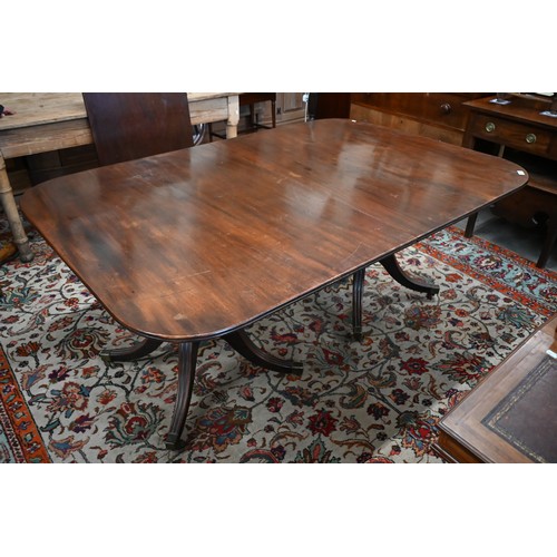 459 - An Edwardian mahogany D-end dining table with single leaf, 230 cm long x 117 cm wide x 71 cm high