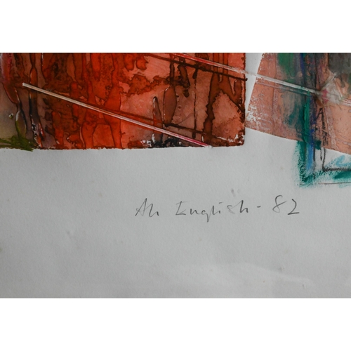 300 - 'Tequila Sunrise', mixed media abstract by Ali Lugrich and a figurative abstract indistinctly signed... 