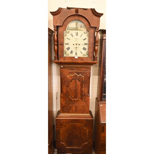 236 - A 19th century mahogany and rosewood longcase clock with painted dial and eight day movement c/w pen... 