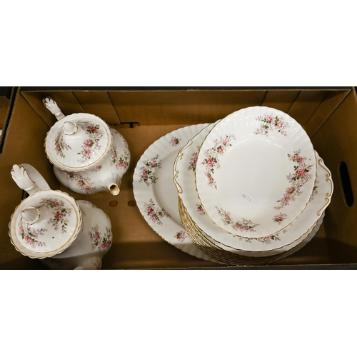 18 - Royal Albert 'Lavender Rose' dinner/tea service, 52 pieces including covers (2 boxes)