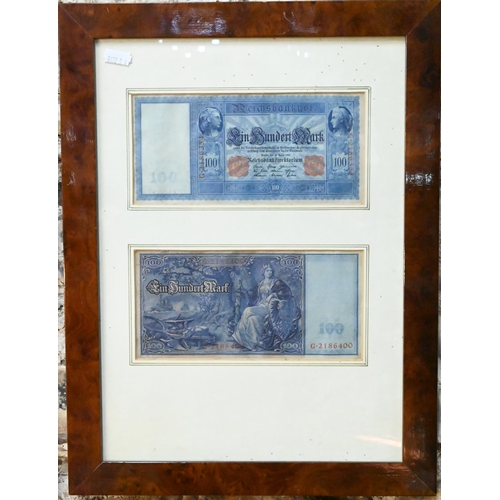 193 - Three frames of banknotes - The Bank of the United States One Thousand Dollars, 1840 and Confederate... 