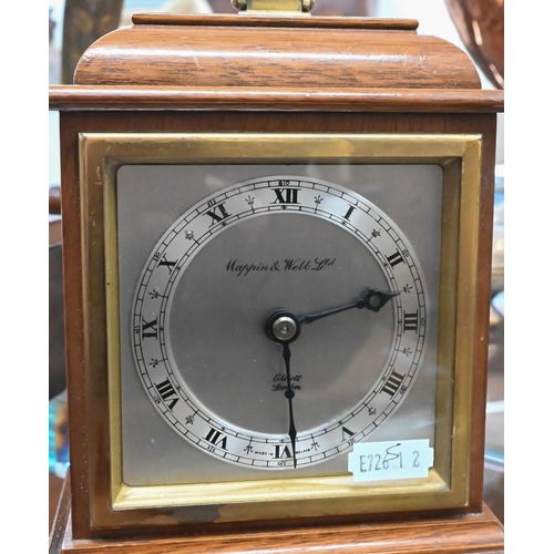 102 - Mappin & Webb (retailer) mahogany mantel clock with square silvered dial, by Elliott of London, ... 