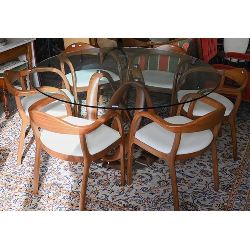 136 - A set of six Italian Tonon 'Timeless 661' American walnut dining chairs, Scandinanvian inspired desi... 