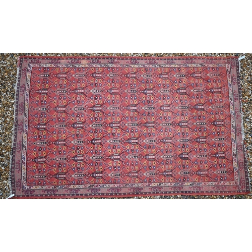 147 - A Persian Afshar rug ca 1920s, geometric design on brick ground, multi borders, 255 x 160 cm