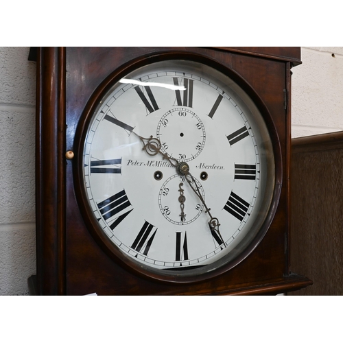 162 - A 19th century mahogany longcase clock, re-painted dial signed 'Peter McMillan, Aberdeen' with subsi... 