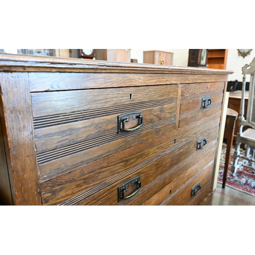 206 - A Harris Lebus, London oak Arts and Crafts chest of two short over three long drawers, 108 cm wide x... 