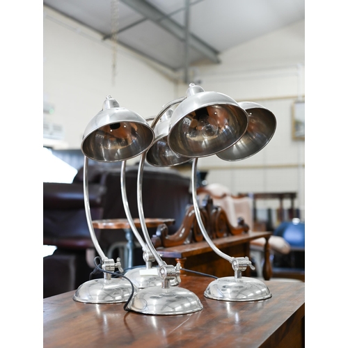 219 - Four chrome plated adjustable arch desk lamps, approx 50 cm high (4)