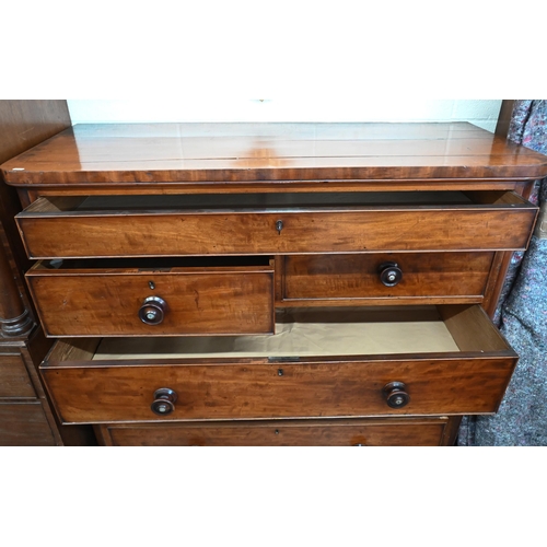 234 - A large Victorian mahogany chest with shallow drawer over two short and two long standard drawers wi... 