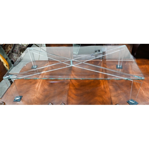 254 - Roche Bobois retailed (by repute) rectangular glass coffee table, 70 cm wide x 139 cm x 36 cm high