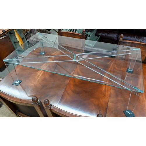 254 - Roche Bobois retailed (by repute) rectangular glass coffee table, 70 cm wide x 139 cm x 36 cm high