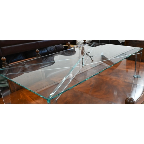 254 - Roche Bobois retailed (by repute) rectangular glass coffee table, 70 cm wide x 139 cm x 36 cm high