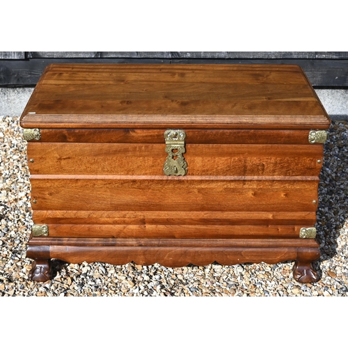 261 - A South African hardwood and brass mounted blanket chest/coffer, the hinged top enclosing camphor li... 