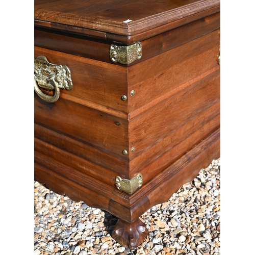 261 - A South African hardwood and brass mounted blanket chest/coffer, the hinged top enclosing camphor li... 