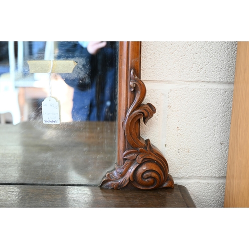 267 - A 19th century oak inverted breakfront mirror-backed sideboard with single central drawer and arch-p... 