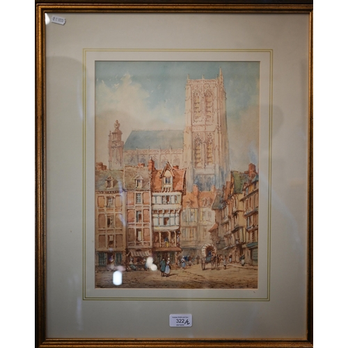 322 - Pierre Le Boeuff - 'Abbeville', France, watercolour, signed lower left, 38 x 27.5 cm to/w D McGill, ... 