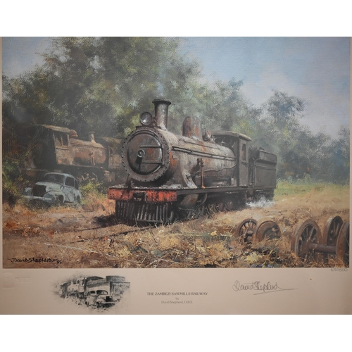 332 - After David Shepherd - 'The Zambezi Sawmills Railway', ltd ed print numbered 672/850 to/w reproducti... 