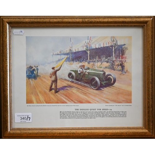 340 - Seven framed Motor Prints - 'The Endless Quest for Speed', 23 x 30 cm (7)