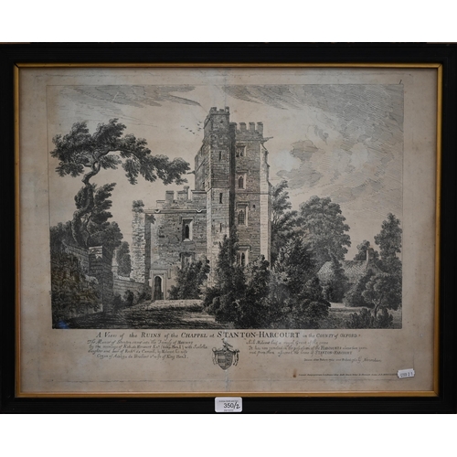 350 - 'A View of the Ruins of the Chapel at Stanton-Harcourt in the County of Oxford', 43 x 53 cm and a ph... 