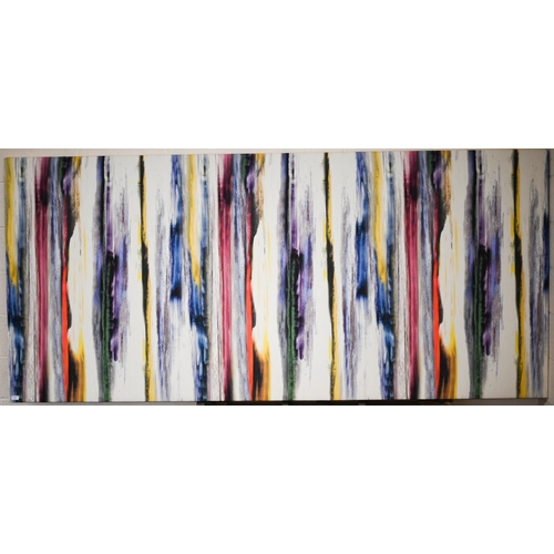 354 - A large printed fabric abstract panel, 124 x 270 cm 