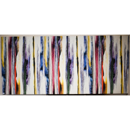 354 - A large printed fabric abstract panel, 124 x 270 cm 